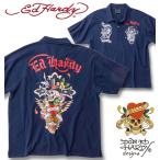 大きいサイズ メンズ Ed Hardy 鹿の子 プリント 半袖 ポロシャツ 3L 4L 5L 6L 8L