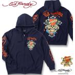 大きいサイズ メンズ Ed Hardy 裏毛 刺繍&プリント フルジップ パーカー 3L 4L 5L 6L