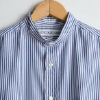 INDIVIDUALIZED SHIRT インディヴィデュアライズドシャツ   別注バンドカラーシャツ　BENGAL STRIPES　ブルー　ビッグサイズ　大きいサイズ　大きなサイズ