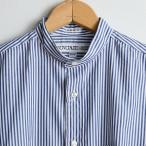 ショッピングINDIVIDUALIZED INDIVIDUALIZED SHIRT インディヴィデュアライズドシャツ   別注バンドカラーシャツ　BENGAL STRIPES　ブルー　ビッグサイズ　大きいサイズ　大きなサイズ
