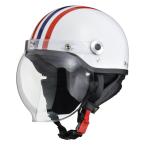 リード工業 CROSS(クロス) CR-760 ハーフ ヘルメット ホワイト/レッド/ブルー フリーサイズ(57〜60cm未満) 半ヘル 半キャップ シールド付き UVカット LEAD