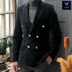 テーラードジャケット コーデュロイ ダブル ブレザー メンズ 黒 タイト/スリムフィット ジャケパン 秋/冬 大きいサイズも入荷 ビジネスジャケット