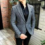 ツイードジャケット テーラードジャケット ブレザー メンズ 紺/ネイビー タイト/スリムフィット ジャケパン 春/秋/冬 大きいサイズも入荷 ビジネスジャケット