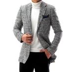 ツイードジャケット メンズ テーラードジャケット グレンチェック 千鳥 ブレザー 黒/タイト/スリムフィット ジャケパン 秋/冬 ビジネスジャケット