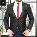 テーラードジャケット ブレザー メンズ ストレッチ 黒 中綿キルティング 一つボタン 細身 タイト シルエット