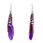 Yahoo! Yahoo!ショッピング(ヤフー ショッピング)インコ　鳥　雑貨/フェザーピアス　パープル