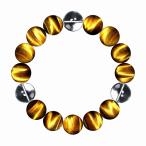 オラオラ系 数珠ブレス ブレスレット 極太14mm 虎目石 タイガーアイ &amp;水晶