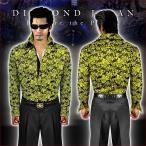 二重襟ドレスシャツ 柄シャツ Ｙシャツ ヤクザ ヤンキー オラオラ 悪羅悪羅 オラオラ系 033 黒黄 花総柄   メンズ 服 悪羅悪羅系