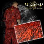 刺繍入り まだら模様 半袖 セットアップ ジャージ 総柄 赤×黒 ヤクザ ヤンキー 悪羅悪羅 オラオラ系 上下 服 DJ-144 派手 夏物 メンズ ファッション