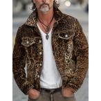 ド派手 ヒョウ柄 デニム風ジャケット 051 グレー 茶 羽織り 上着 バイカー ストリート ダンス HIPHOP B系 オラオラ系 ホスト 服 メンズ ファッション