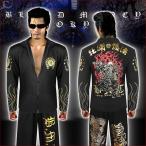 ショッピング雑誌掲載 セットアップジャージ ヤクザ ヤンキー オラオラ 悪羅悪羅 オラオラ系 和柄 不動明王 長袖 mbt-16025bl1 黒×金 メンズ 上下 服 悪羅悪羅系