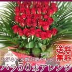 バラ 花束 50本 アレンジメント 1本からバラの追加もできます やビジネスシーンに 立て札あり 送料無料 ギフト プレゼント お返し