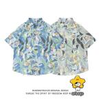 アロハシャツ シャツ レディース メンズ 男女兼用 開襟シャツ 夏物 ハワイアン 5分袖 総柄 可愛い