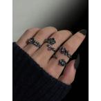 4 шт. комплект темный moody ... роза. цветок лиловый стразы кольцо, накладывающийся установка возможен пчела .. цветок. кольцо комплект женский для 