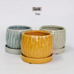植木鉢 おしゃれ Sentir trimトリム 受皿付 釉薬鉢 陶器鉢 径14cm 高11.5cm 底穴あり セラミックポット