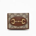 グッチ GUCCI ホースビット GGスプリーム カードケース ウォレット 二つ折り 折財布 ベージュ×ブラウン系 [レディース] 621887 92TCG 8563