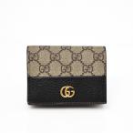 ショッピングカードケース グッチ GUCCI GGマーモント オンライン限定 GGスプリーム カードケース ウォレット 二つ折り 折財布 ベージュ×ブラック [レディース] 658610 17WAG 1283