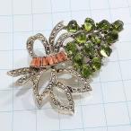  бесплатная доставка ) Vintage * виноград узор зеленый стразы * античный брошь A33025