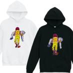 [ обратная сторона шерсть ] машина фланель DEATH Parker обратная сторона пирог ru длинный рукав белый чёрный gag шуточный товар uke..paroti интересный поверхность белый принт Street свободно довольно большой f-ti Дональд 