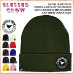 ニット帽 メンズ レディース ニットキャップ BlessedCrow ミディアムビーニー ブランド ロゴ パッチ