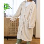 ガウン レディース ルームウェア もこもこ ふわふわ おしゃれ ボタン ポケット 暖かい クリスマス ギフト プレゼント 秋冬 ペコラノーカラールームガウン