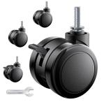 静音キャスター ネジ式キャスター M6 4個 ストッパー付き 360度回転 総耐荷重80KG 4個組(ストッパーなし2個+ストッパー付2個) 付け替え 耐久性 スパナ付き