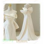 新品ウェディングドレス ビスチェタイプ フォーマルドレス 可愛い蝶結び マーメイドトレーンライン パーティー 花嫁ロングドレス 結婚式 二次会