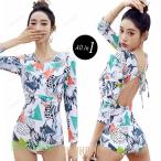 ワンピース水着 体型カバー レディース 50代 60代 ママ水着 長袖