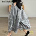 ショッピングスカーチョ ガウチョパンツ チェック柄 ワイドパンツ スカーチョパンツ ウエストゴム入り レディース ボトムス