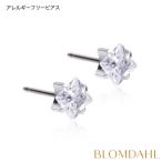 ピアス アレルギー対応 純チタン シルバー 立爪 5mm クリスタル レディース 15-1404-301