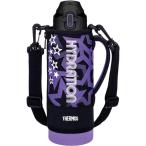 サーモス 水筒 真空断熱スポーツボトル 1L ブラックパープル 保冷専用 子供用 ポーチ付き 肩に優しいストラップ FJS-1000F BKPL