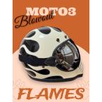 Blowout ブラック フレイムス ビンテージ MOTO3 DOT バイザー付き ヘルメット カフェレーサーチョッパー ハーレー