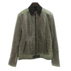 ドルチェアンドガッバーナ/DOLCE&GABBANA オール パイソン 蛇 レザー ジップアップ ジャケット グリーン系 サイズ メンズ48 40H25 ランクB (中古)