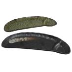 粋な仕切リ皿2P(緑釉・黒刷毛) 231091