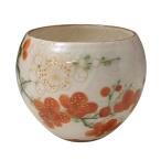  Kyoyaki Shimizu . чай . чашка ( несессер входить ) крем диаметр 9cm... обжиг в печи цветок ..(. белый слива ) AHS-06