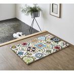 イケヒコ 玄関 選べる マット ラグ ウィルトン トルコ ダンテ 約50×80cm アイボリー アラベスク模様 抗菌防臭 消臭機能 へたりにくい #2