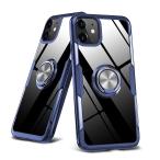 iPhone 11 ケース リング付き クリア 背面強化ガラス スタンド機能 透明 落下防止 耐衝撃 擦り傷防止 360度回転 マグネット 車載スタン