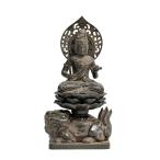 仏像 文殊菩薩 15cm （古美青銅） 仏師：牧田秀雲 原型＿（卯年生まれ）十二支守り本尊 干支 高岡銅器(KSもんじゅぼさつ)