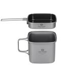 COOK'N'ESCAPE チタン クッカー 角型 2点セット キャンプクッカー ラーメンクッカー フライパン セラミックコーティング コッヘル 収納
