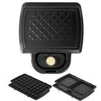 東京Deco ホットサンドメーカー 電気 ダブル 耳まで焼ける ブラック プレート2種 (ホットサンド ワッフル) タイマー付き 着脱式 厚焼きサンド