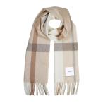 [matti totti] Ivory × Beige カシミヤ マフラー カシミア 大判 厚手 レディース チェック柄 ストール 100 女性 ロン