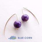 天然石ピアス14KGF大粒チャロア...