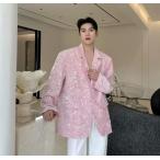 メンズピンクジャケット 男性 舞台 演出服 スパンコールコート キラキラ 舞台演出服 歌手 バー カラオケ ジャズダンス ステージ ジャケット キラキラ ピンク ス