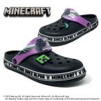 NEW 公式 マインクラフト バッジ付 EVA サンダル パープル エンダードラゴン 18〜22cm 1S5188H PP Minecraft TNT クリーパー ツルハシ 靴 グッズ 男の子 プール
