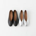 ショッピングヒール レメ Vカット レザー ローヒールパンプス REMME ZH-6410-SH フラットシューズ シルバー ブラック