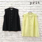 【★40%OFF】SALE セール prit プリット 60/1 ローンキャッチ ワッシャー ノースリーブ スタンドカラー バックタック シャツ P81437 レディース トップス