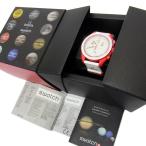 極美品◇OMEGA×swatch S033R100 ムーンスウォッチ ミッショントゥマーズ スピードマスター クォーツ オメガ×スウォッチ 時計 取説  箱付