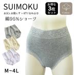 スイモク お得 3枚セット レディースショーツ 下着 綿95% ハイウエスト レース ストレッチ素材 通気性 パープル グレー ベージュ 5654197-3P 水沐良品