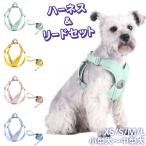 ショッピングマカロン 犬 ハーネス リードセット リード付き パステルカラー マカロンカラー Vネック 痛くない 中型犬 小型犬 軽量 サイズ調整  メッシュ 散歩 普段使い KM671G