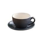 ラテカップ おしゃれ ラテアート ラテ カプチーノ ソーサーセット  コーヒーカップ ラテボウル 陶器 グレイ 200ml FUN COFFEE (co-0016-4)